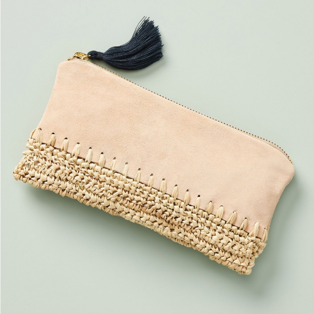 Anthropologie Kali Raffia Pouch